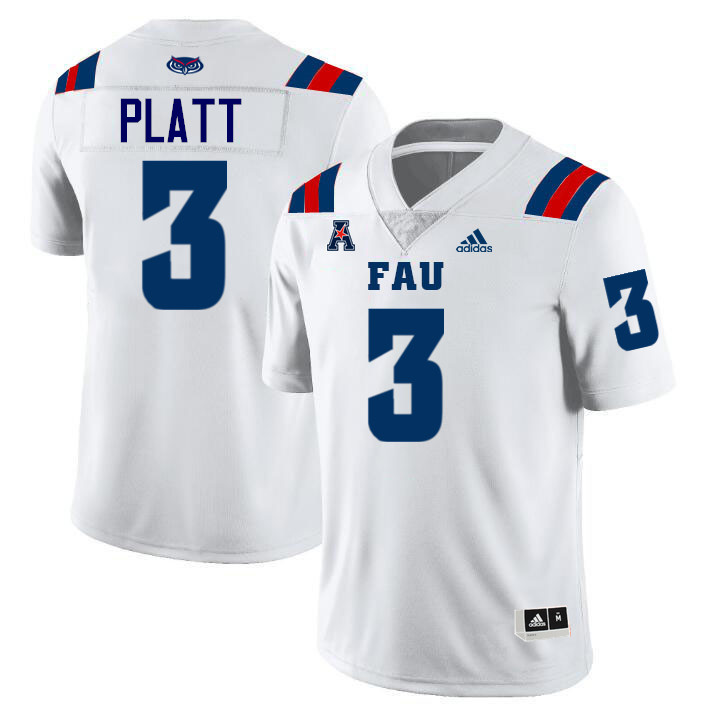 #3 Jayshon Platt FAU Jersey,Florida Atlantic Owls Football Jersey,Uniforms,Gears-White